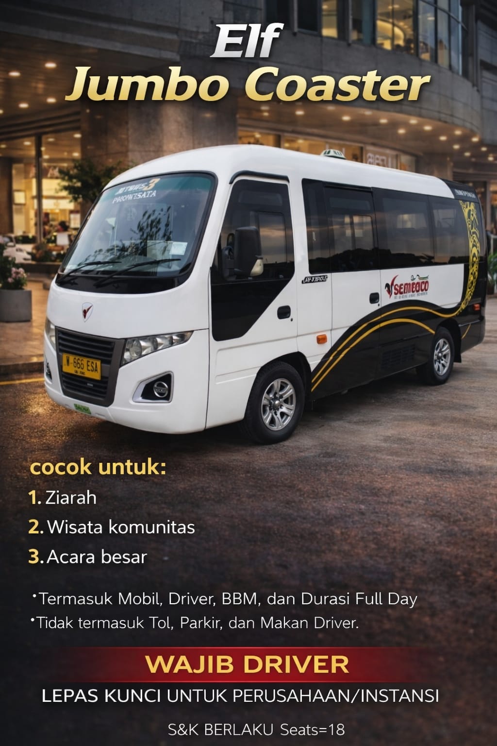 Sewa Mobil Surabaya & Rental Mobil Sidoarjo – Transportasi Rombongan Elf Jumbo Coaster di Jawa Timur dengan Driver